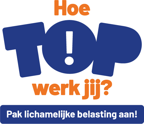 logo Hoe Top Werk Jij - Pak lichamelijke belasting aan! (blauwe en oranje tekst)